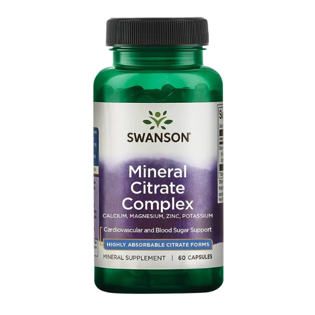 Swanson Mineral Citrate Complex - Calcium, Magnesium, Zinc, Potassium 60 Caps